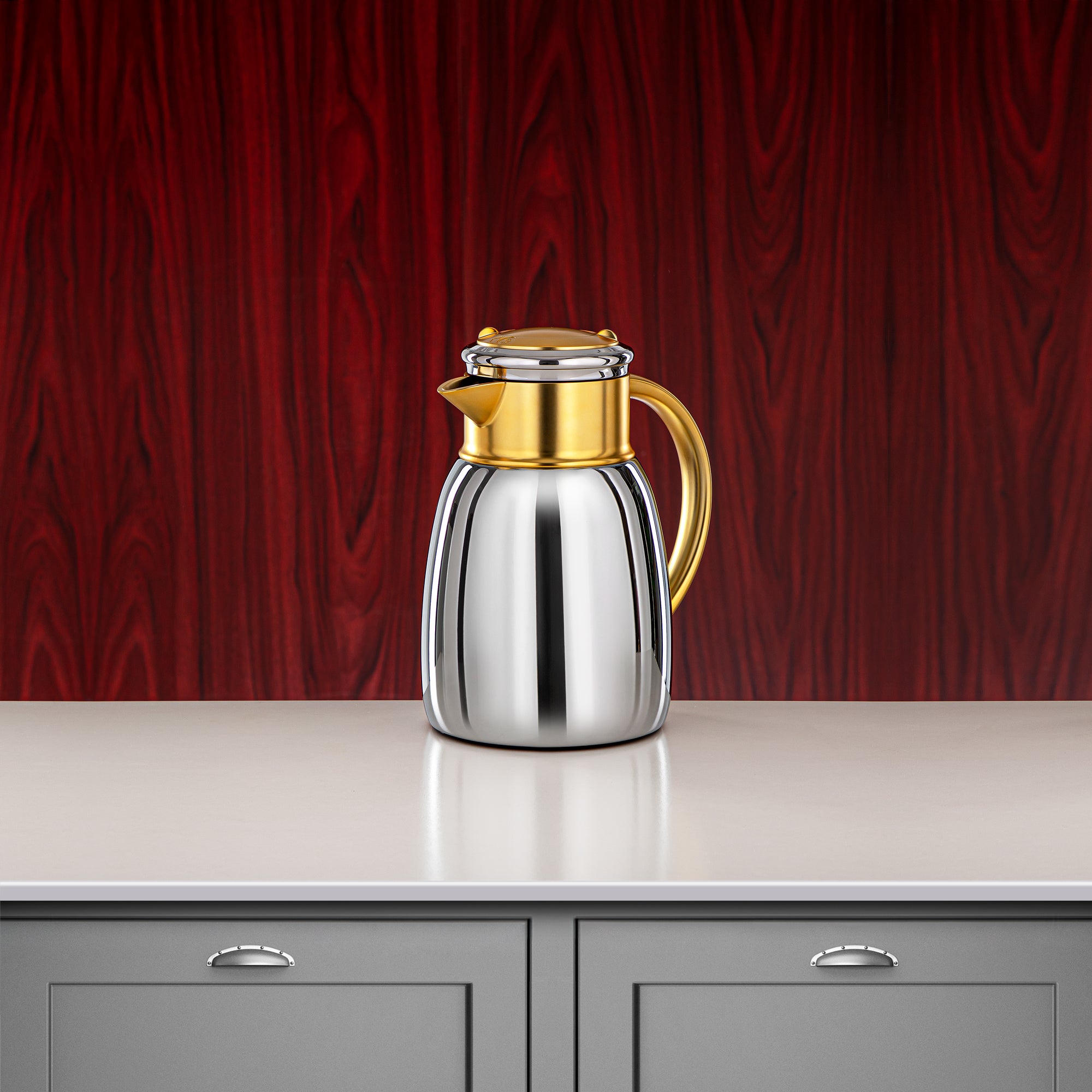 Almarjan Vacuum Flask Set, 0.35L + 0.65L + 1L, Silver & Matt Gold (ULC-0350/0650/1000 CE22) - For Every Occasion