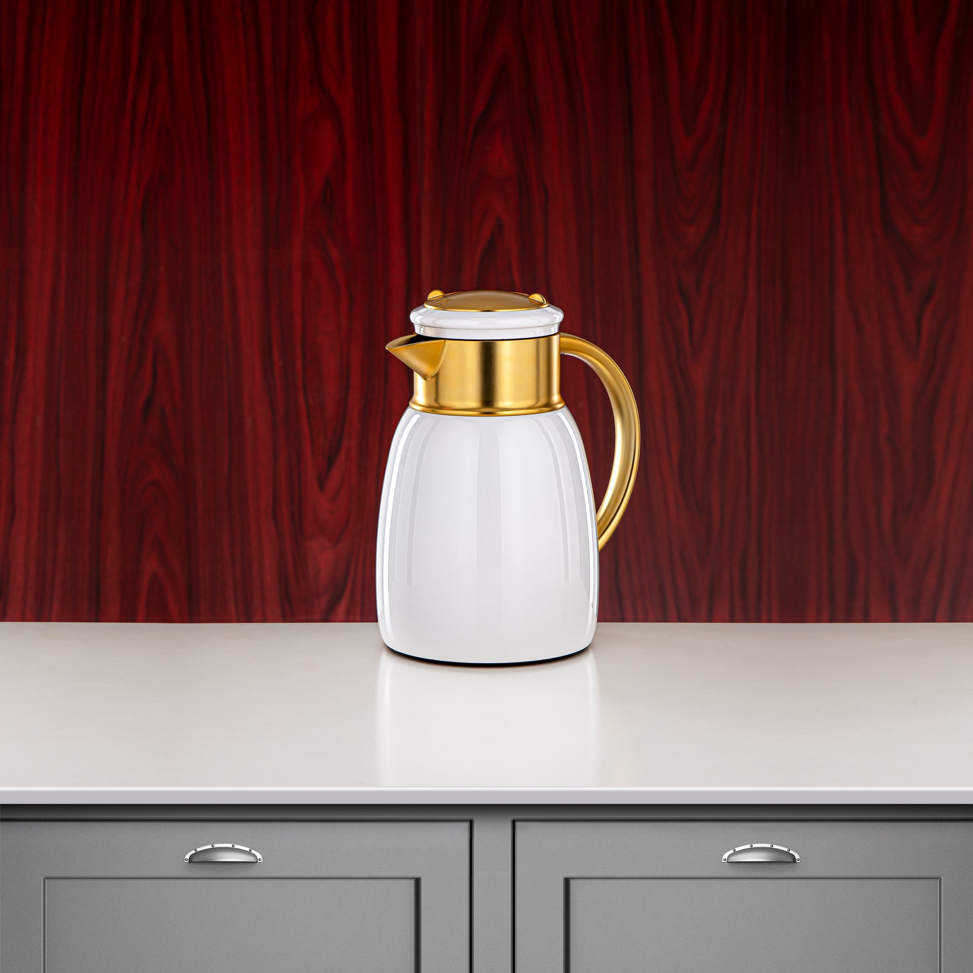 Almarjan Vacuum Flask Set, 0.35L + 0.65L + 1L, White & Matt Gold (ULC-0350/0650/1000 Q1ZE22) - For Every Occasion