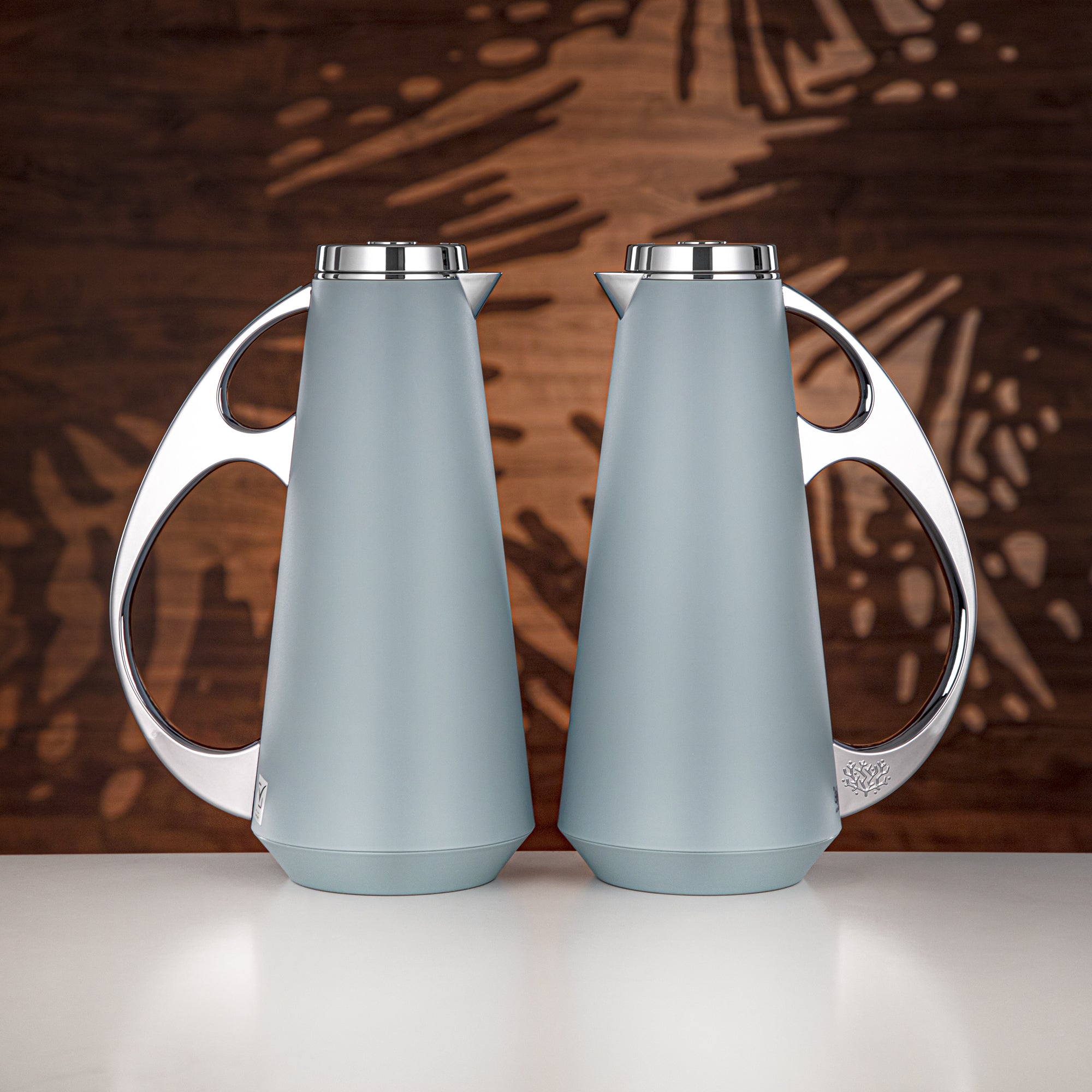 Almarjan Vacuum Flask Set, ABS, 1L + 1L, Light Blue & Silver (UPP-1000/1000 BLUC) - Modern Serving