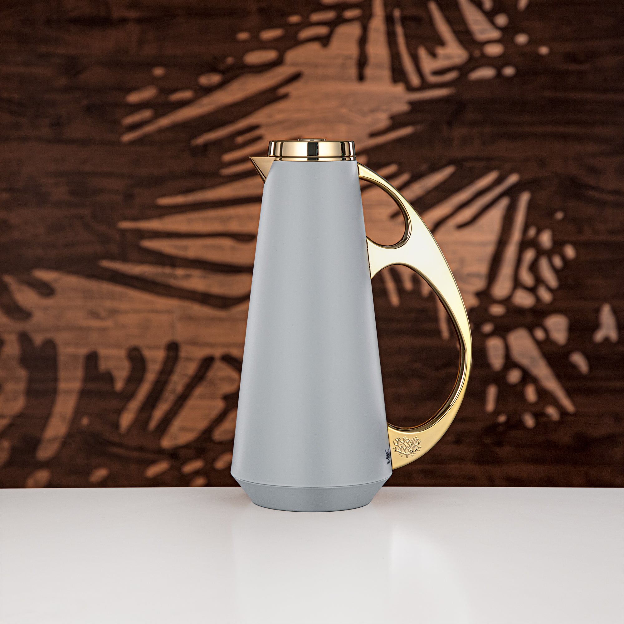 Almarjan Vacuum Flask Set, ABS, 1L + 1L, Light Grey & Gold (UPP-1000/1000 GRAG) - Modern Serving