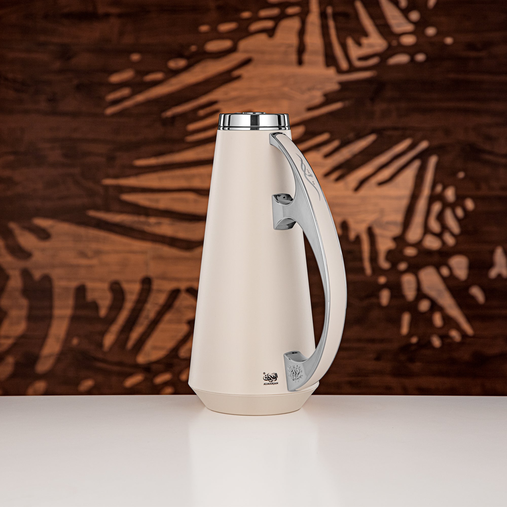 Almarjan Vacuum Flask Set, ABS, 1L + 1L, Off White & Silver (UPP-1000/1000 OWIC) - Modern Serving