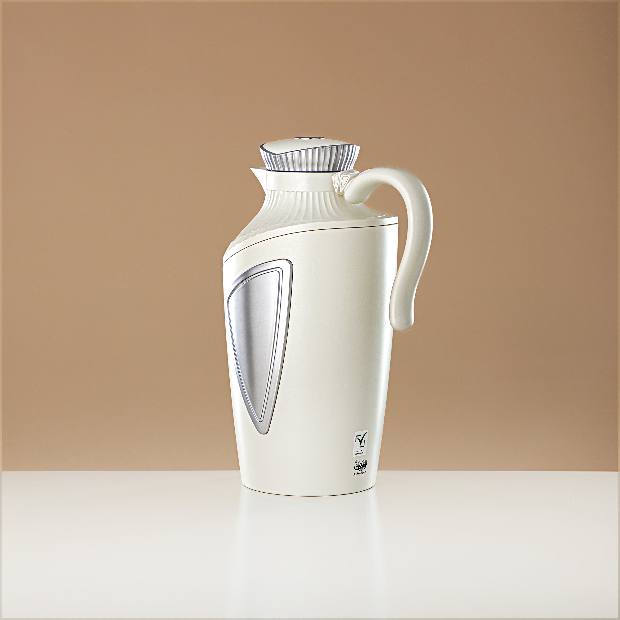 Almarjan 2 Pieces Vacuum Flask Set Matt White & Silver - UWP-0700/1000 Q330YZE23