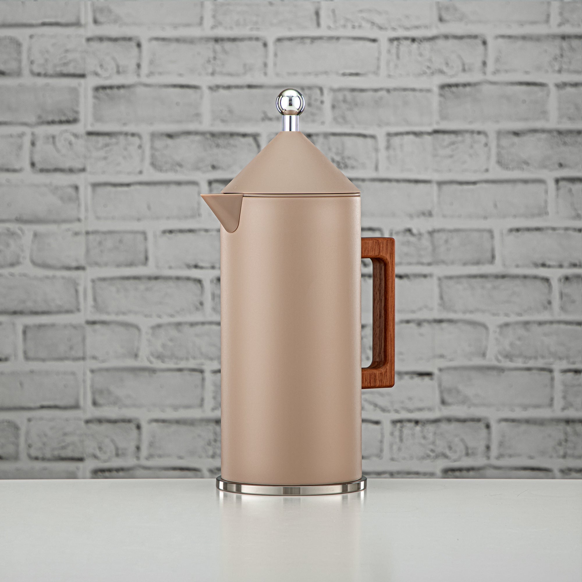 Almarjan Vacuum Flask Set Push Button 0.6L + 1L Beige & Silver (VAF2950004) - Modern Vacuum Flask Set