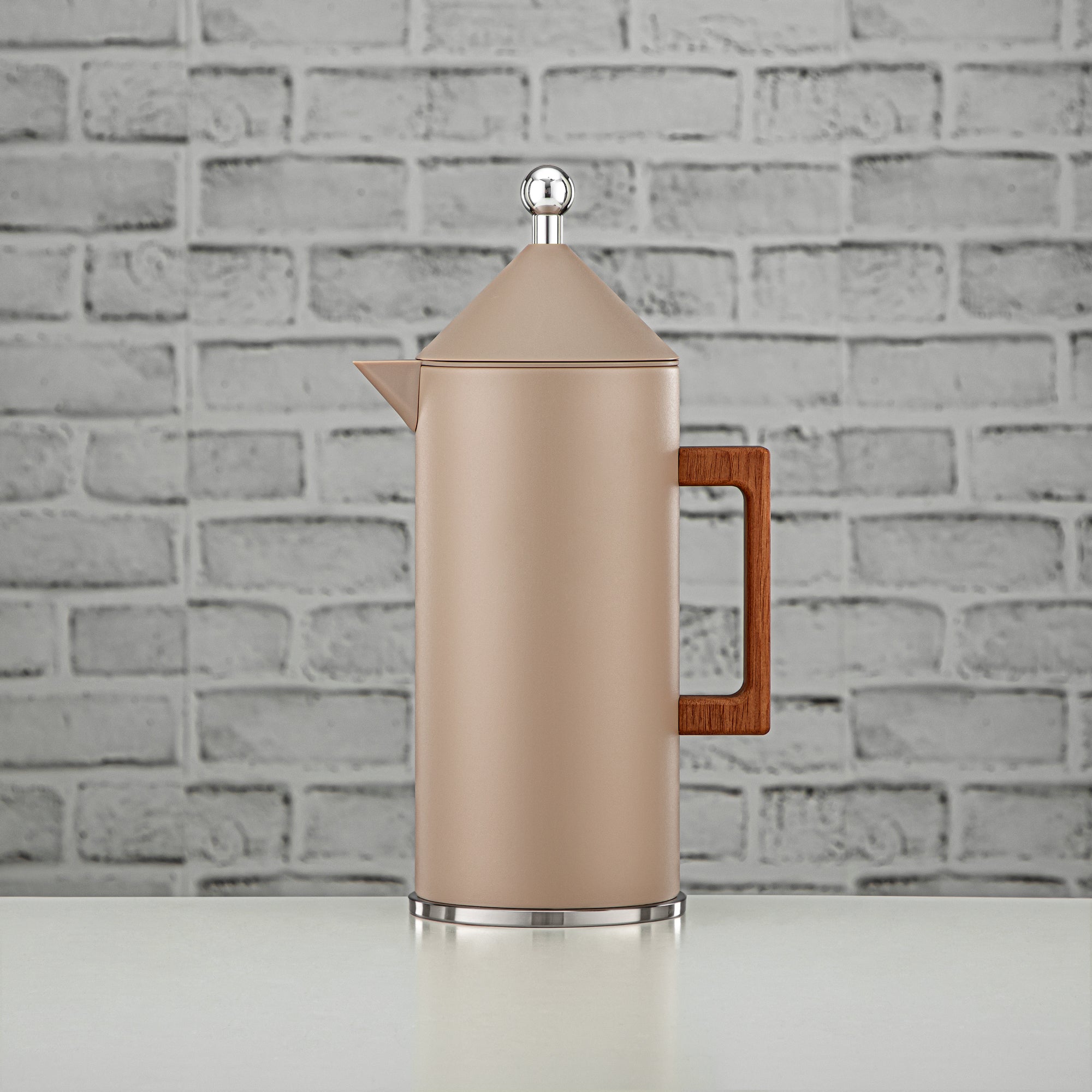Almarjan Vacuum Flask Set Push Button 0.6L + 1L Beige & Silver (VAF2950004) - Modern Vacuum Flask Set