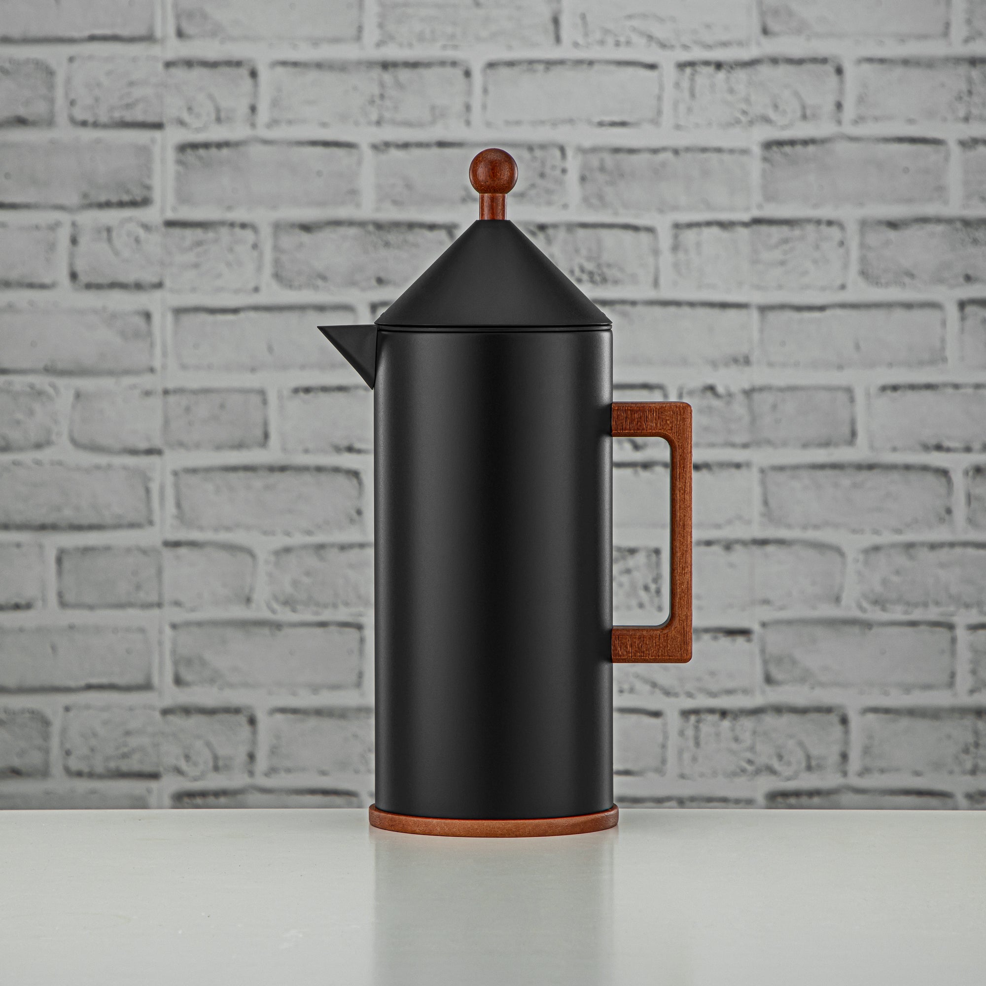 Almarjan Vacuum Flask Set Push Button 0.6L + 1L Black & Wood (VAF2950010) - Modern Vacuum Flask Set