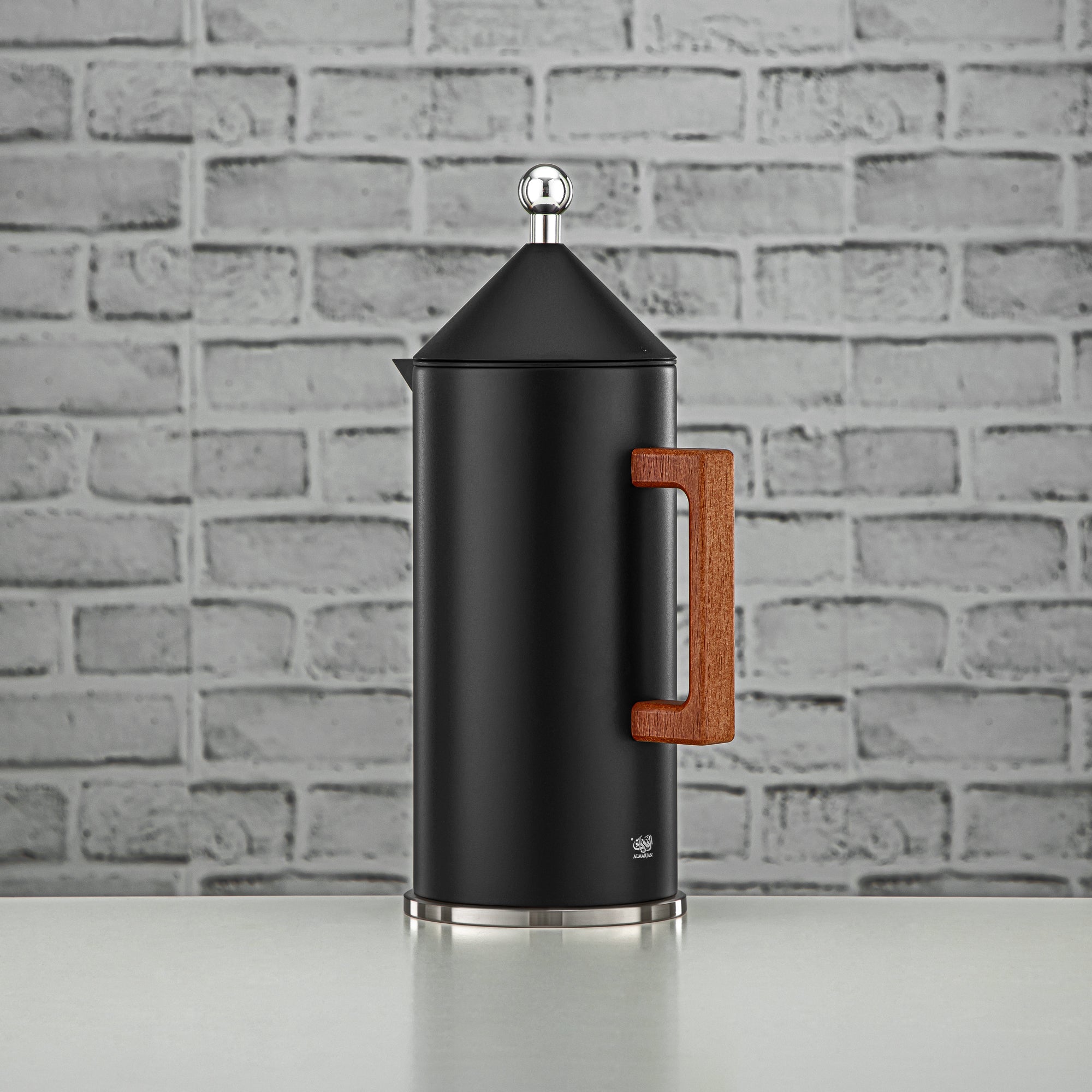 Almarjan Vacuum Flask Set Push Button 0.6L + 1L Black & Silver (VAF2950011) - Modern Vacuum Flask Set