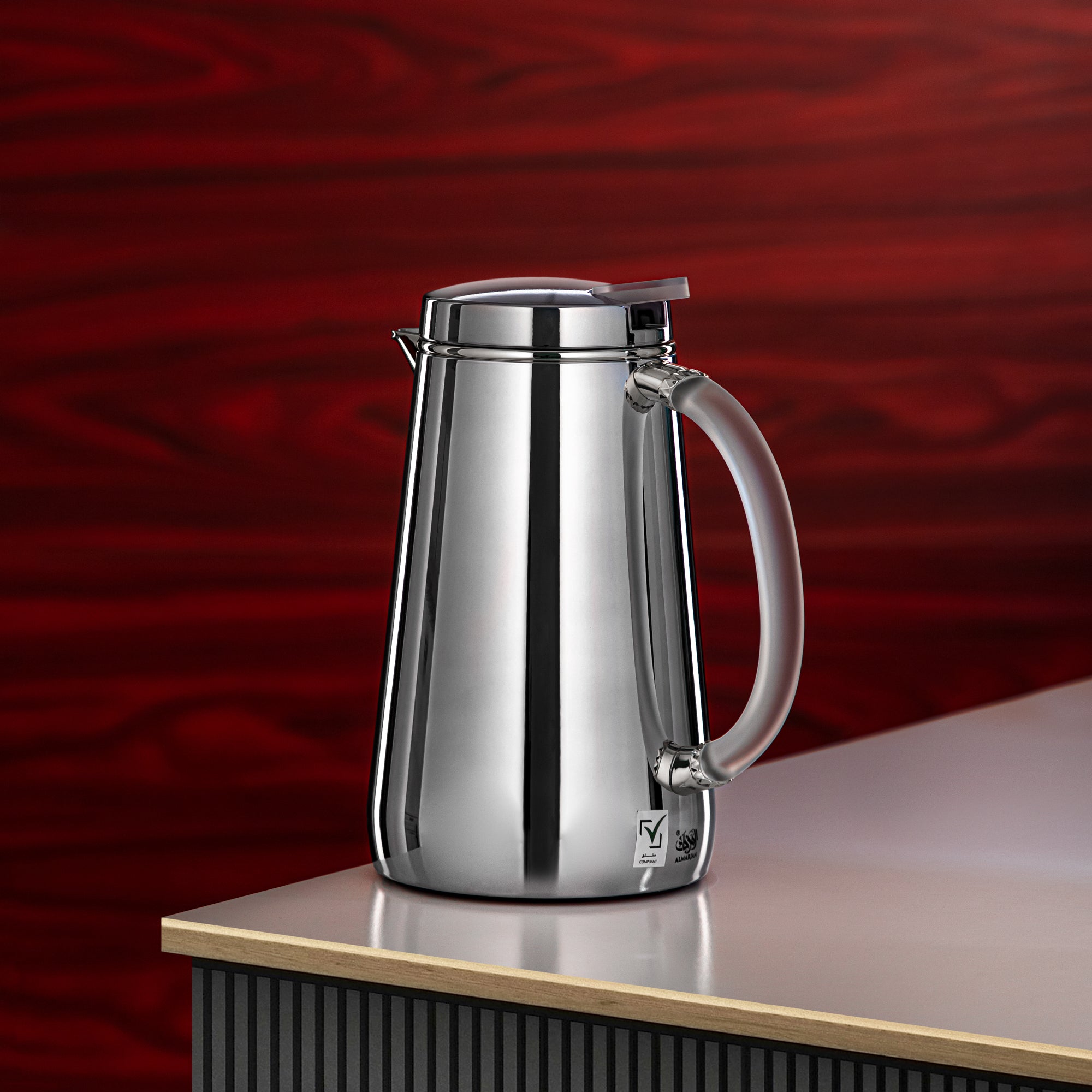 Almarjan Vacuum Flask Metal 0.5 Liter Silver with Frost Handle (VOP-500 CY15) – Elegant Serving | Ramadan & Gatherings