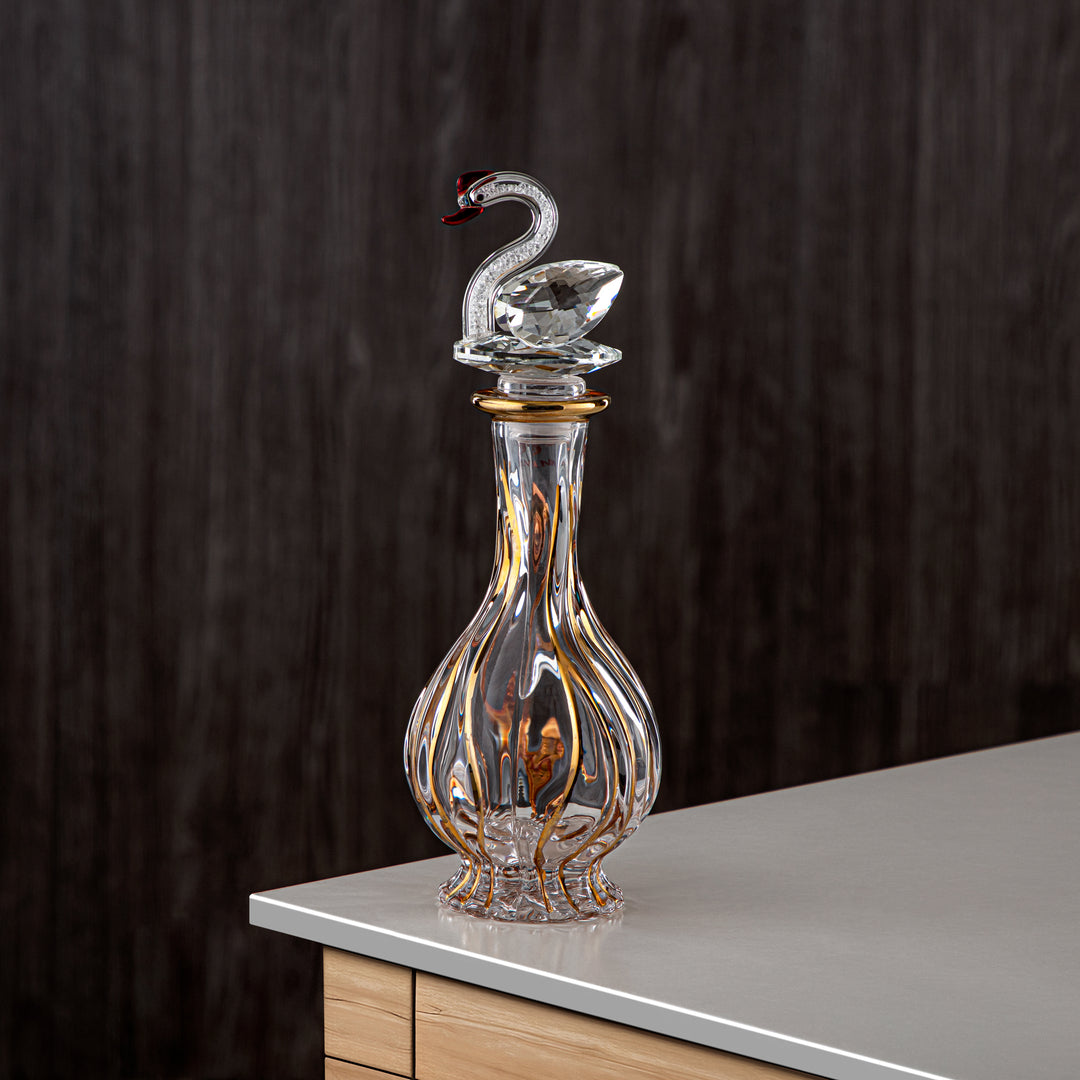 Almarjan Perfume Bottle 200ML (VR-D23-4-Golden) - Glass with Swan Knob | Swan Collection