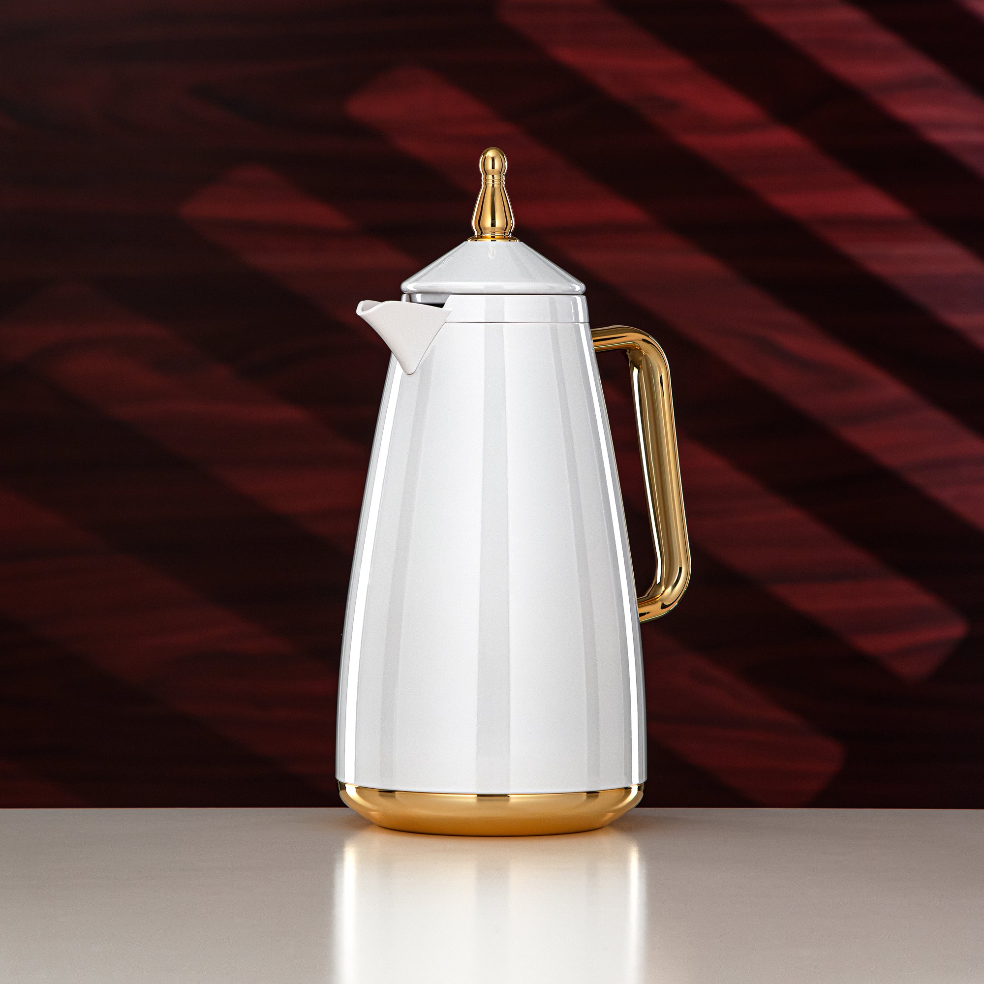 Almarjan Vacuum Flask Set 1L + 1L White & Gold