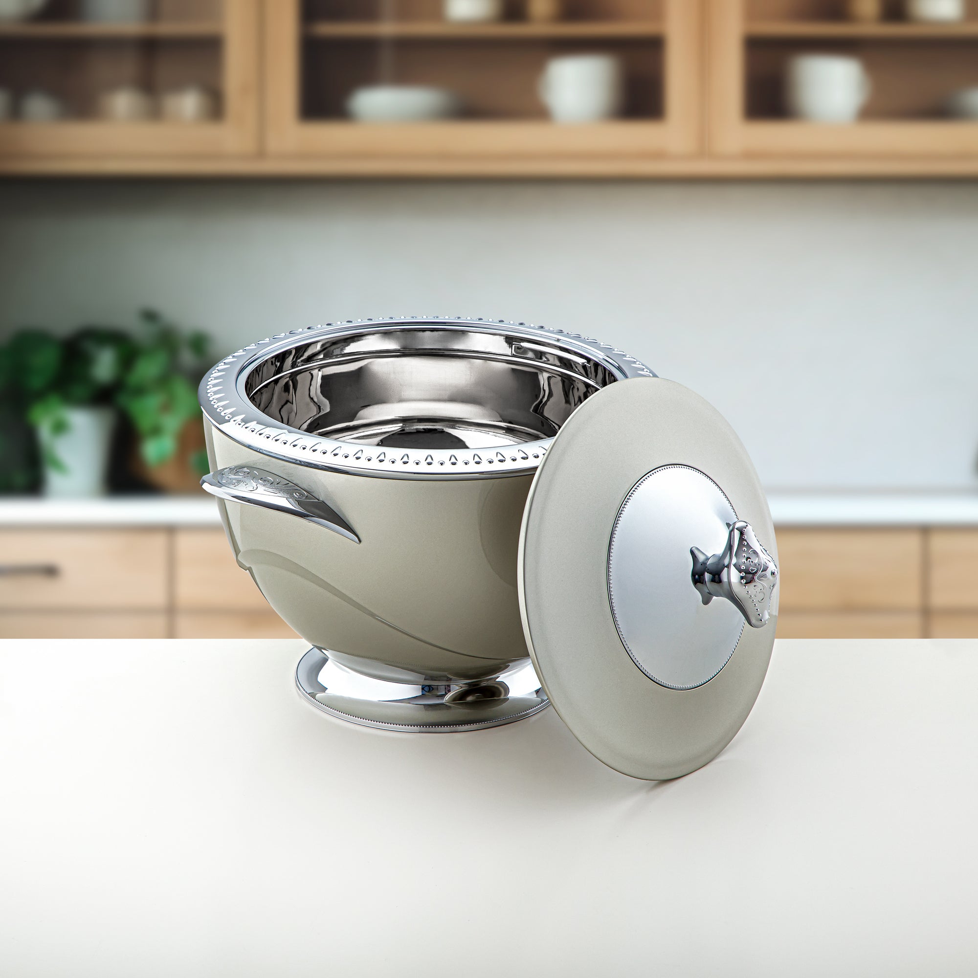 طقم حرارات من المرجان مكون من 3 قطع باللون الرمادي الفاتح والفضي - ZL LG/C