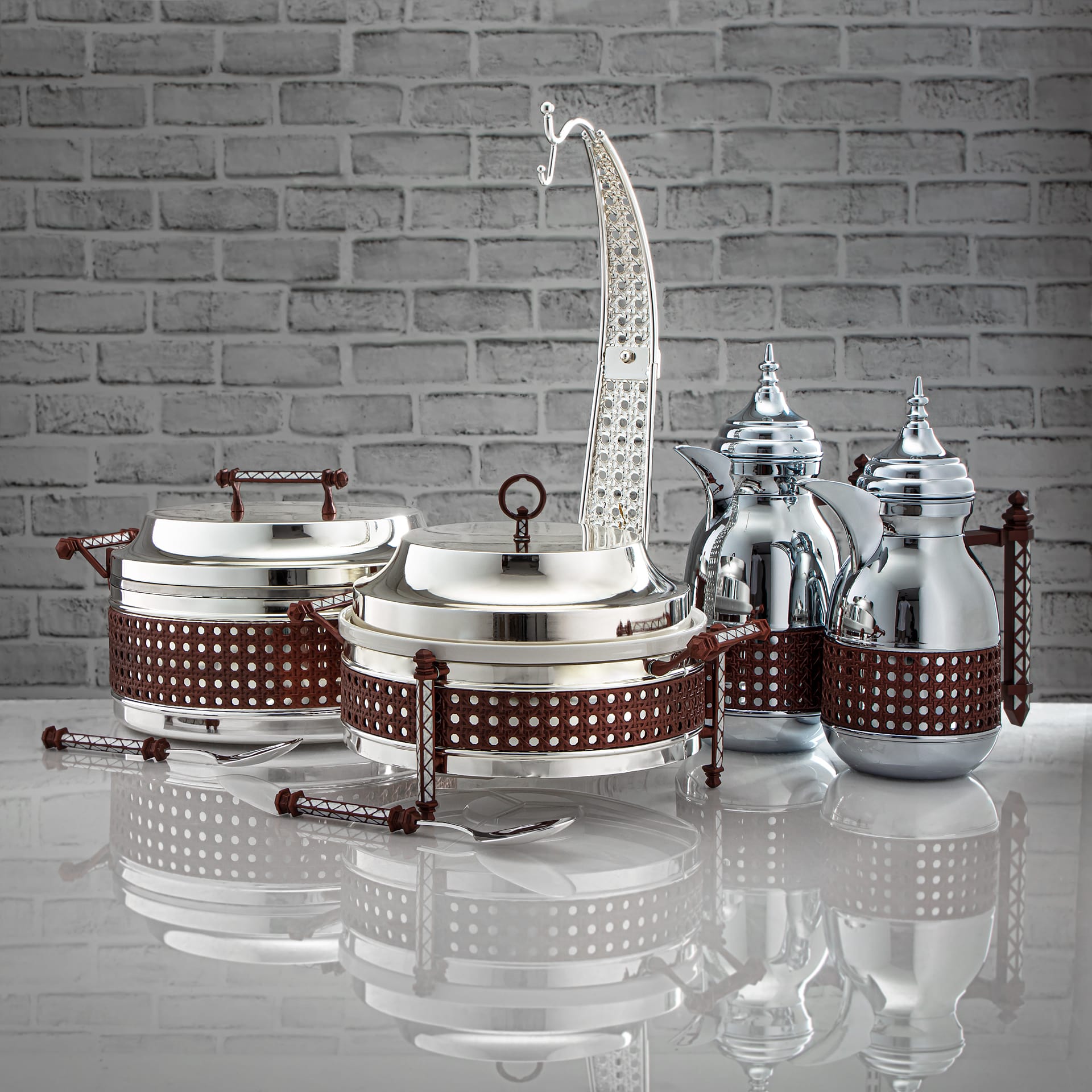 Almarjan 3500 ML Al Waha Collection Food Warmer Silver - FW01-SCN-L