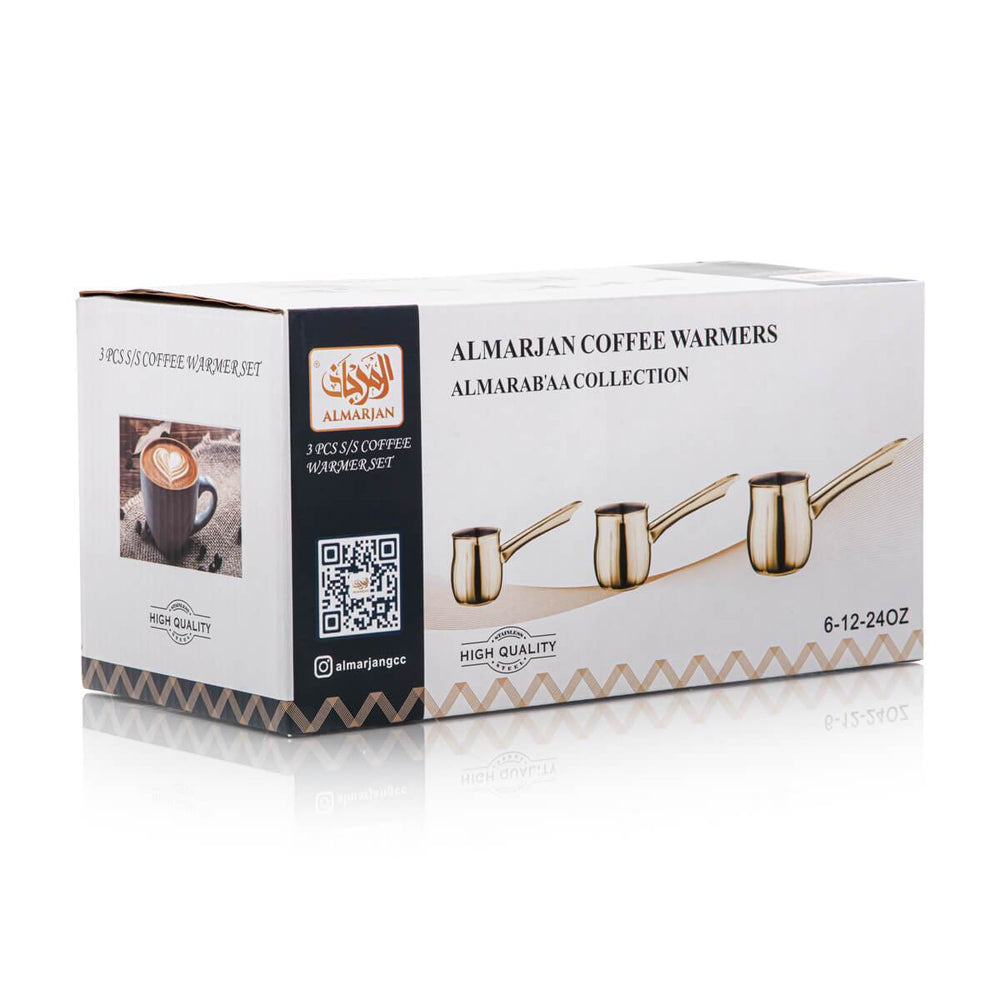 Almarjan 3 Pieces Stainless Steel Hammered Coffee Warmer Set Gold - STS0010674