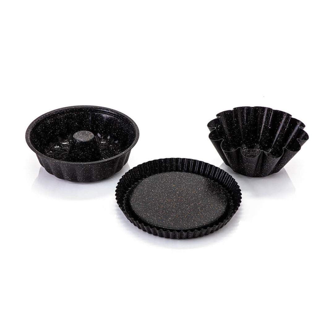 EW's 3 Pieces Granite Coated Bakeware Set Black - 7660