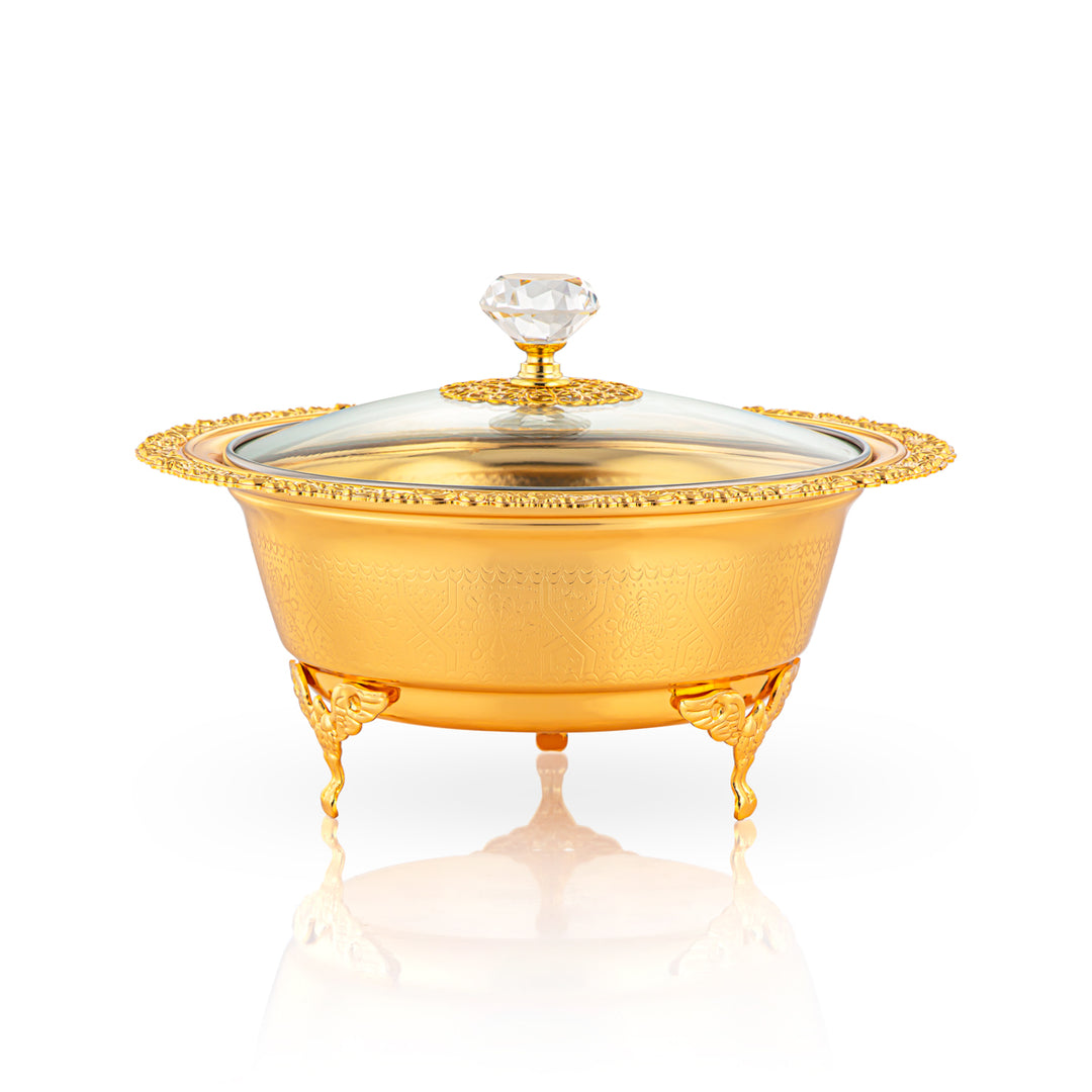 Almarjan 20 CM Date Bowl With Glass Cover Gold - 851-28 FGA