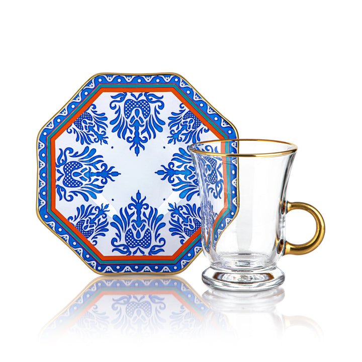 Almarjan 6 Pieces Etnik Collection Glass Tea Cups - 87000