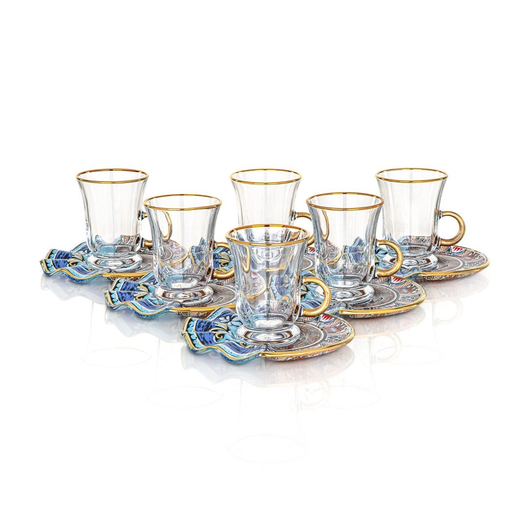 Almarjan 6 Pieces Aurora Collection Glass Tea Cups - 87014