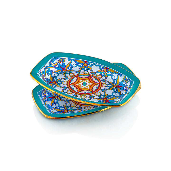 Almarjan 2 Pieces Dream Collection 23 CM Glass Oval Bowl - 87046