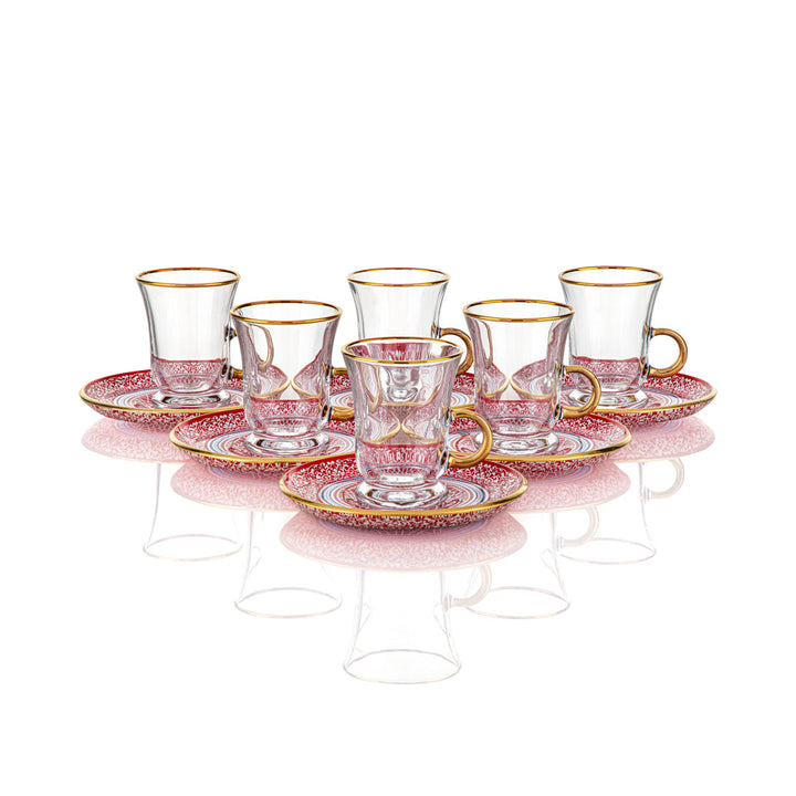 Almarjan 6 Pieces Baran Collection Glass Tea Cups - 87112