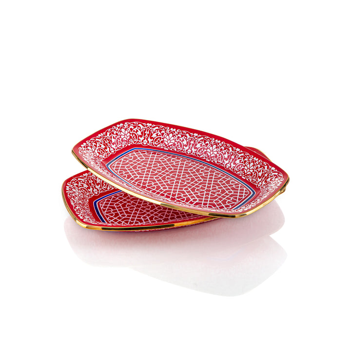 Almarjan 2 Pieces Baran Collection 23 CM Glass Oval Bowl - 87116