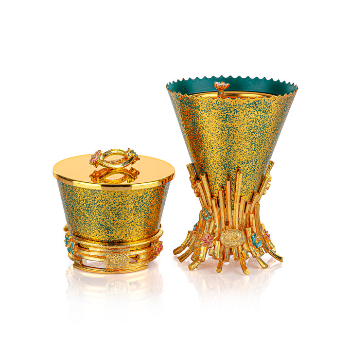 Almarjan 2 Pieces Sanabel Collection Incese Burner Set Gold BK-05M-BGG