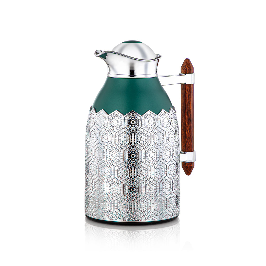 Almarjan 2 Pieces Vacuum Flask Set Green & Silver - CBL + CBM-GNC