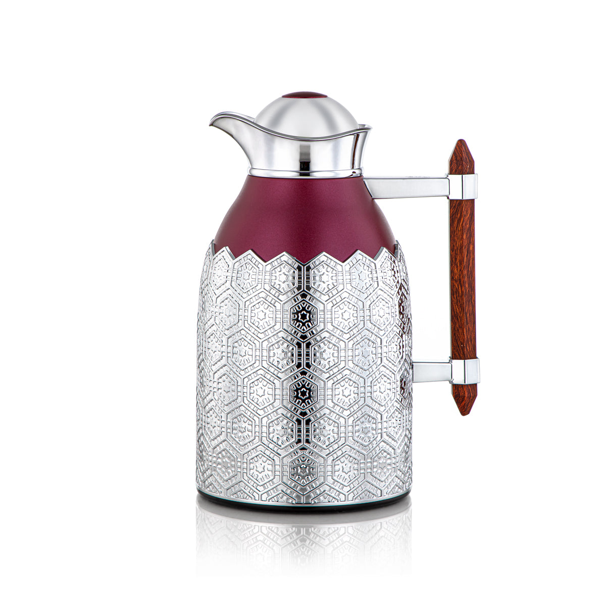 Almarjan 2 Pieces Vacuum Flask Set Maroon & Silver - CBL + CBM-MNC