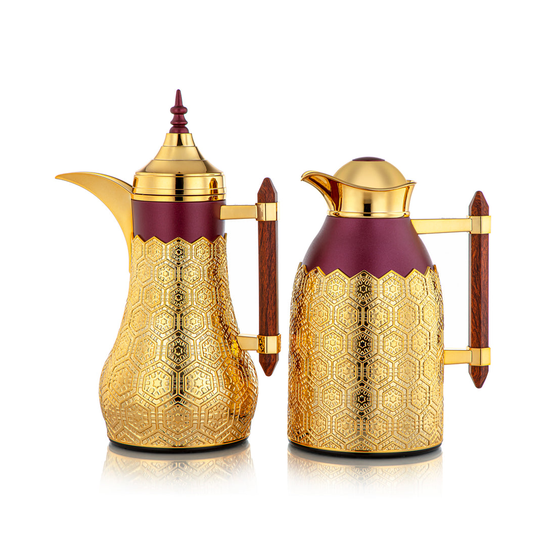 Almarjan 2 Pieces Vacuum Flask Set Maroon & Gold - CBL + CBM-MNG
