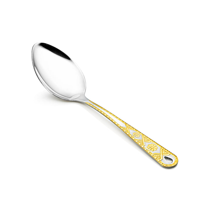Almarjan Stainless Steel Pasting Spoon Silver & Gold - CUT0010193