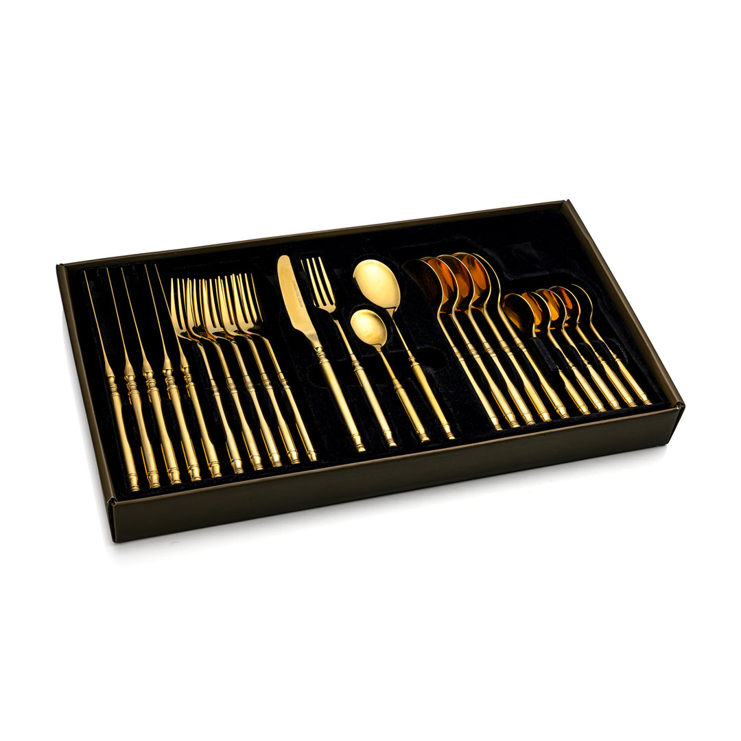 Almarjan 24 Pieces Stainless Steel Cutlery Set Gold - CUT0010223