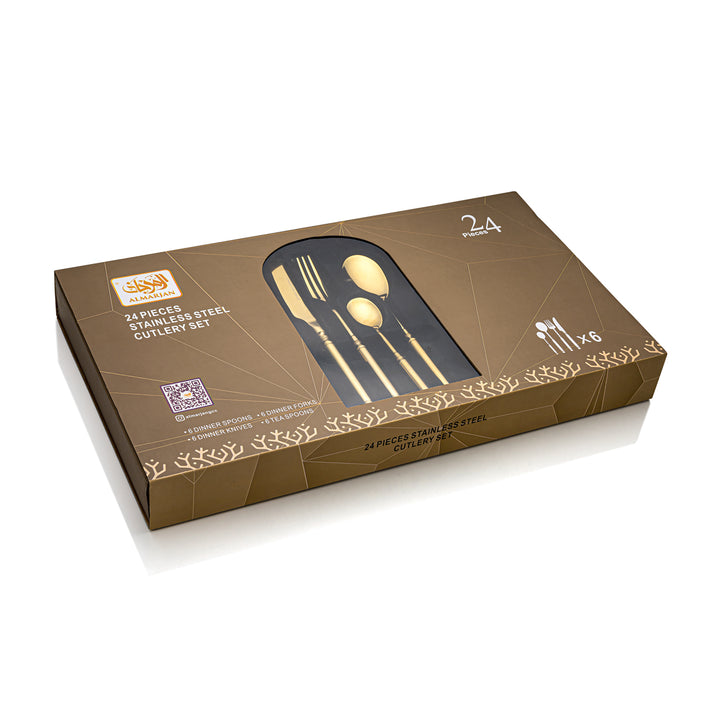 Almarjan 24 Pieces Stainless Steel Cutlery Set Gold - CUT0010223