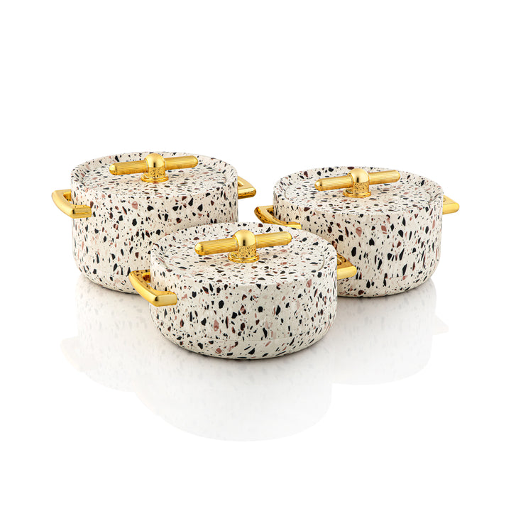 Forever Gold 3 Pieces Plastic Hot Pot Terrazzo & Gold - EF-GRT/G