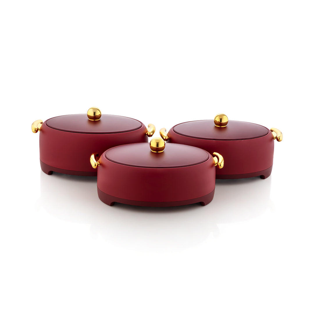 Forever Gold 3 Piece Oval Plastic Hot Pot Bean Red & Gold - EGSET BR/G