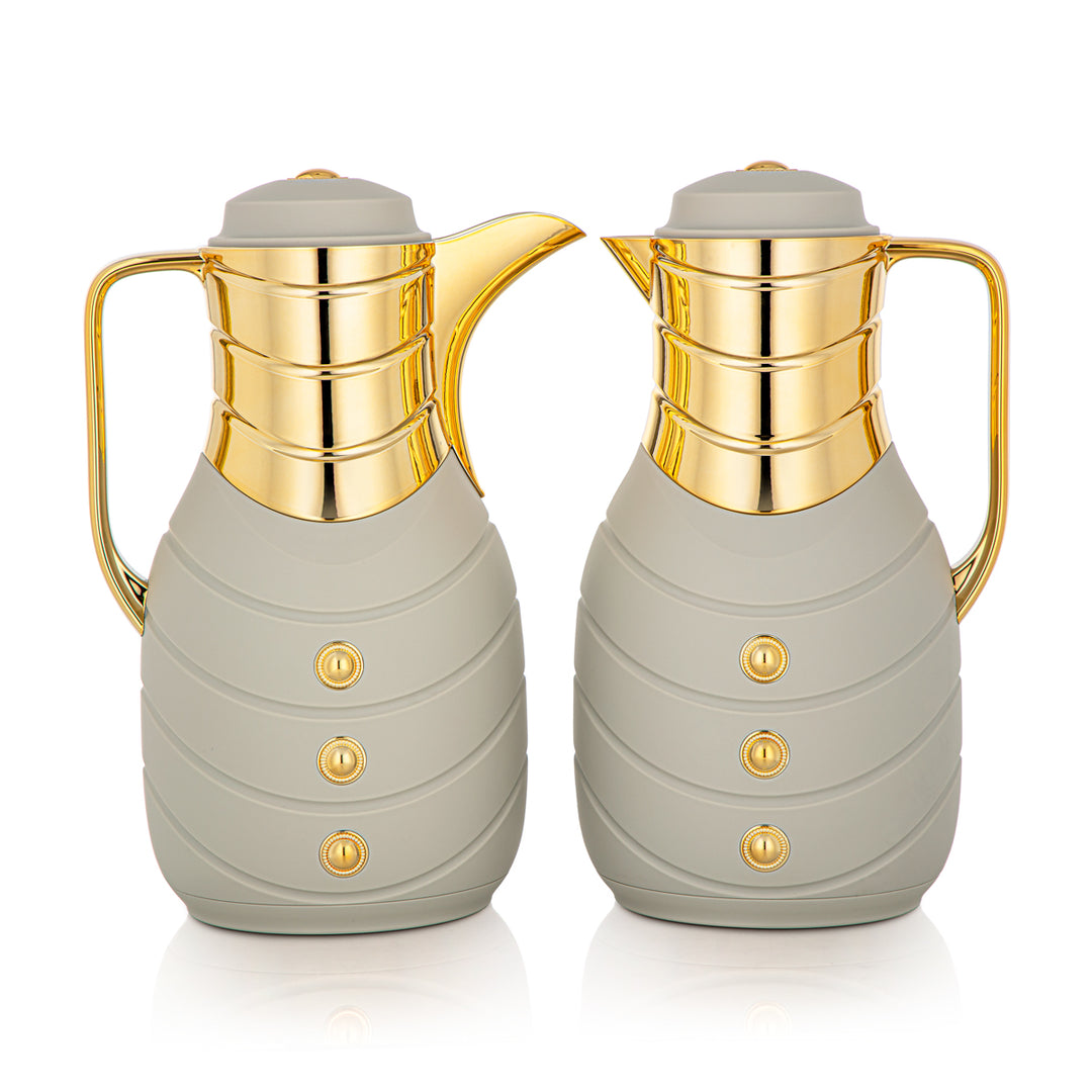 Almarjan 2 Pieces Vacuum Flask Set Soft Grey & Gold - FG203AB-100 MSG/G
