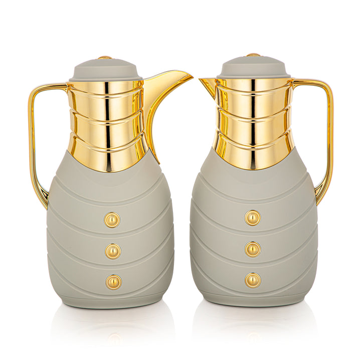 Almarjan 2 Pieces Vacuum Flask Set Soft Grey & Gold - FG203AB-100 MSG/G