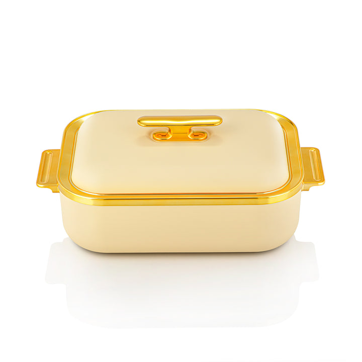 Almarjan 4 Liter Rectangle Plastic Hot Pot Light Yellow & Gold - HP03-400 Light Yellow Gold