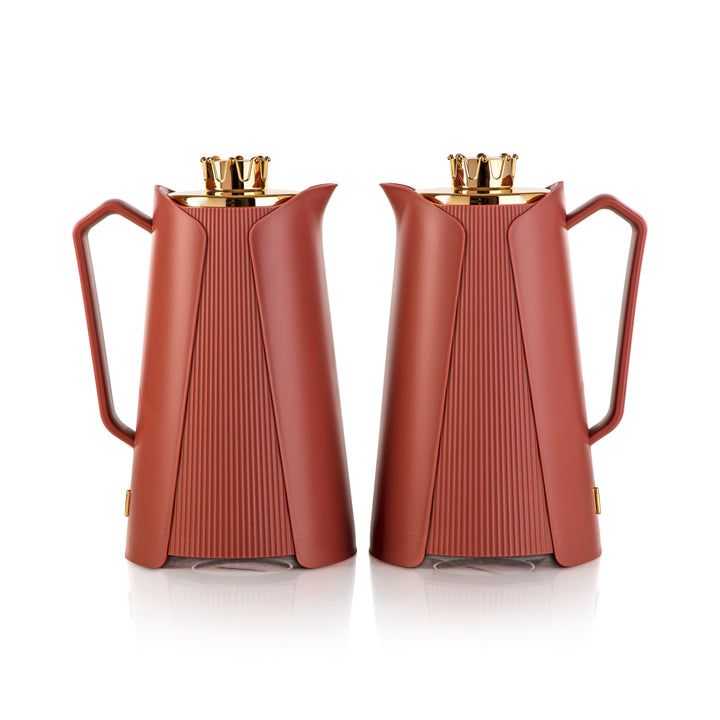 Almarjan 2 Pieces Vacuum Flask Set Brick Red & Gold - JT21AB-100 BKR/G