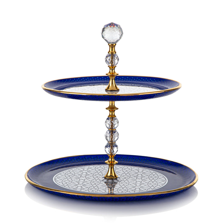Almarjan 2 Tier Lotus Collection Glass Cake Stand - 87181