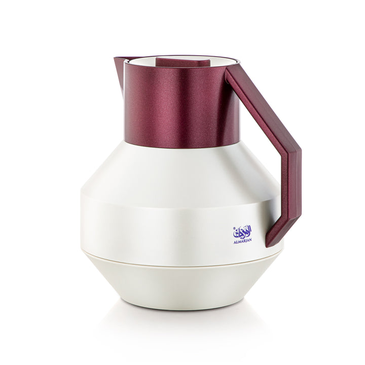 Almarjan 1 Liter Vacuum Flask Rose White & Maroon - MAL-RWM