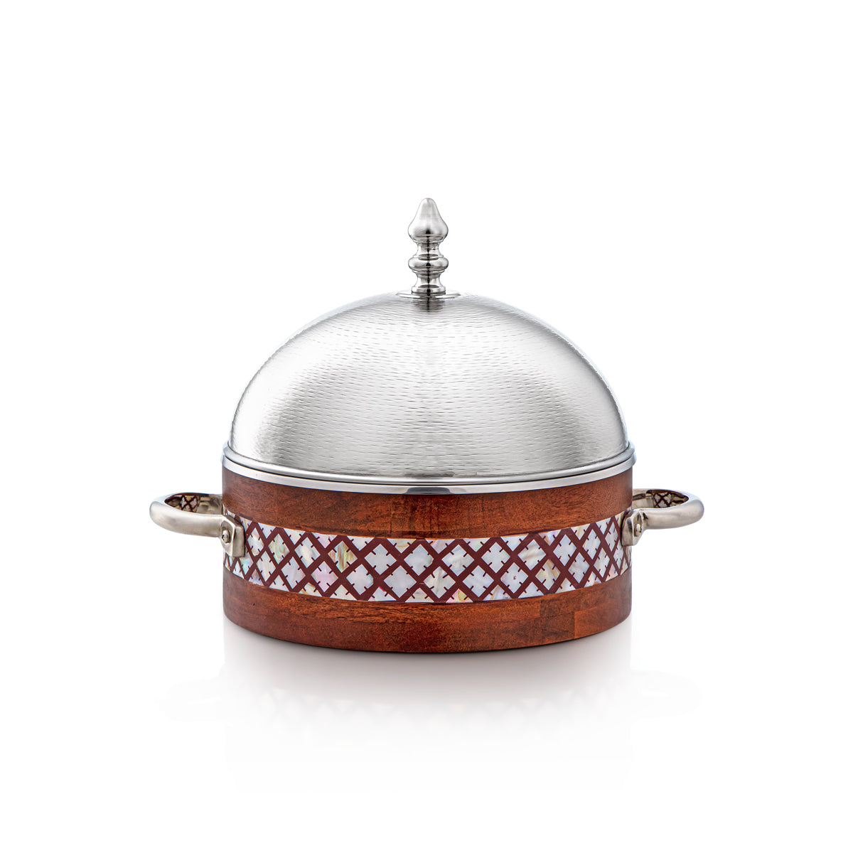 Almarjan 25 CM Stainless Steel Hot Pot Wood & Silver - MD-2925D-G