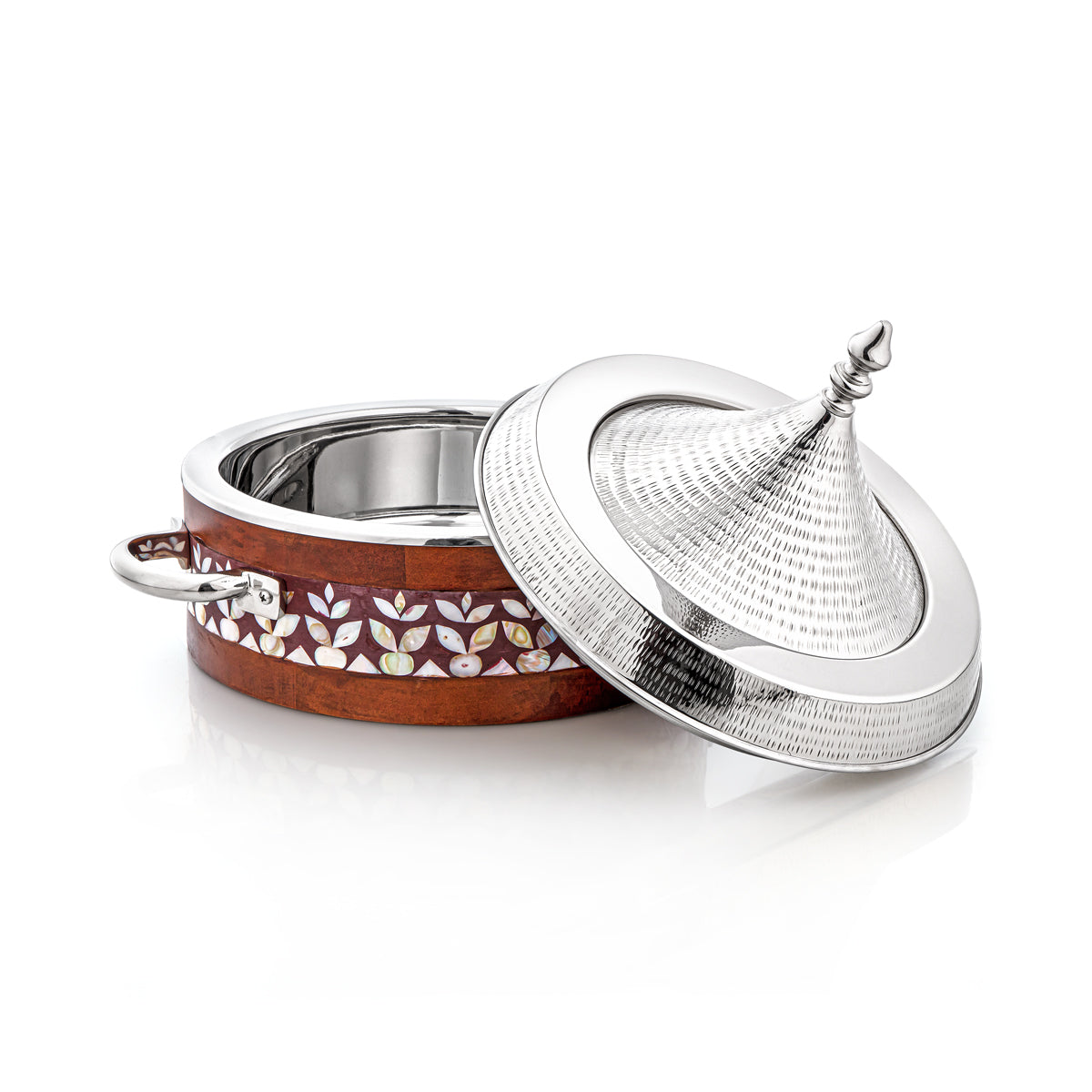 Almarjan 32 CM Stainless Steel Hot Pot Wood & Silver - MD-2928B-F