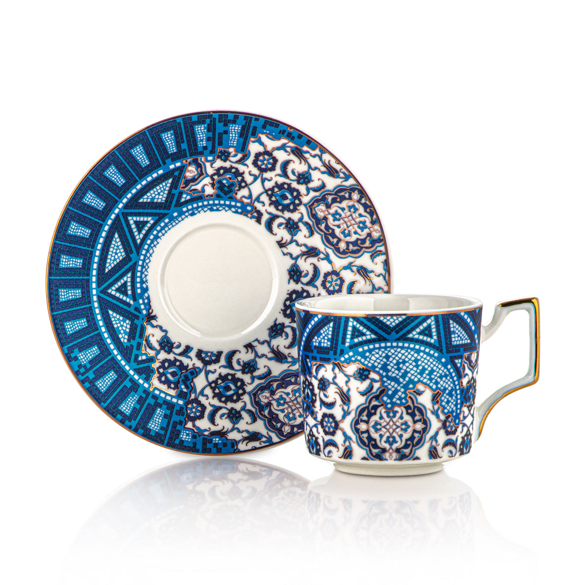 Almarjan 6 Pieces Fonon Collection Turkish Coffee Cup & Saucer - 1415