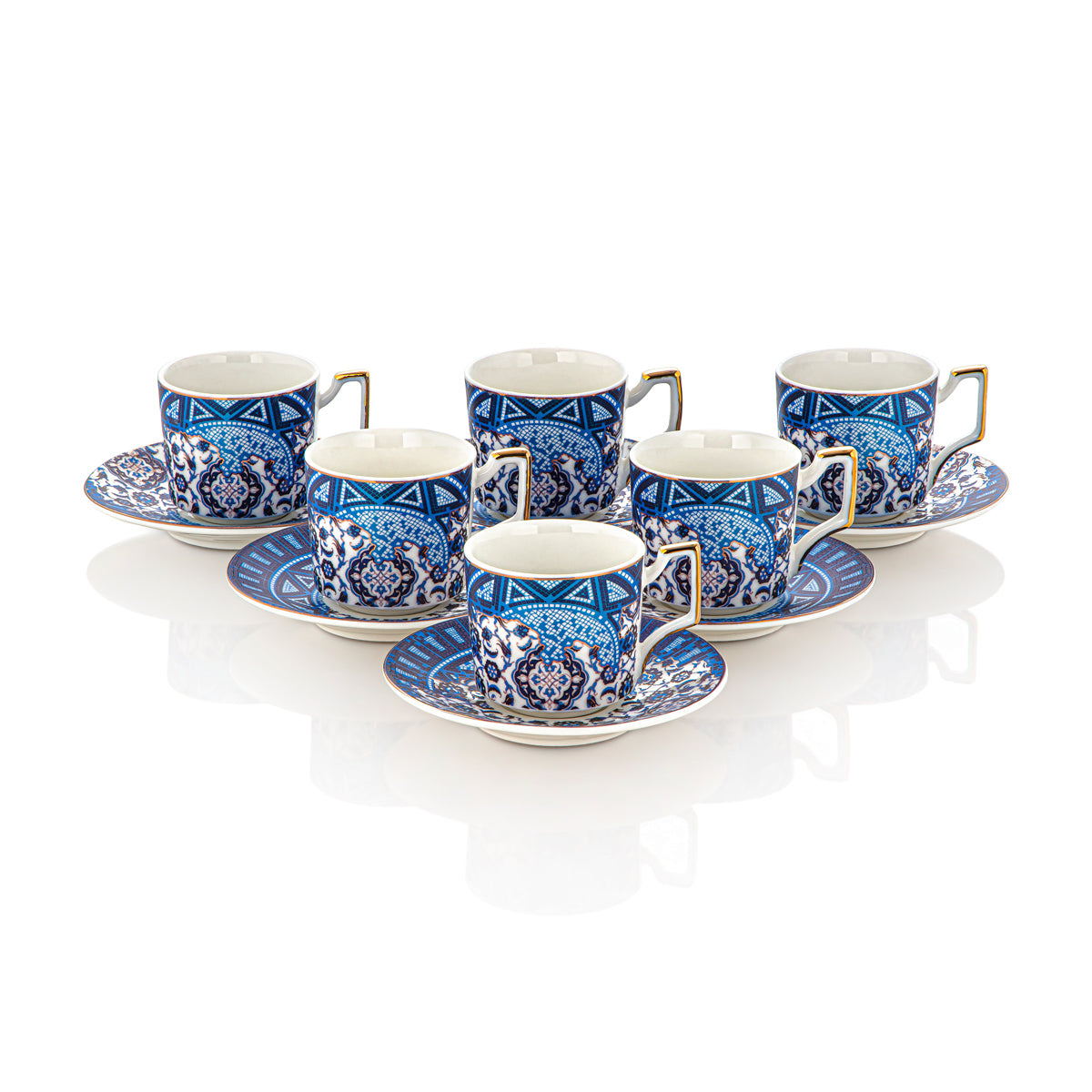 Almarjan 6 Pieces Fonon Collection Turkish Coffee Cup & Saucer - 1415