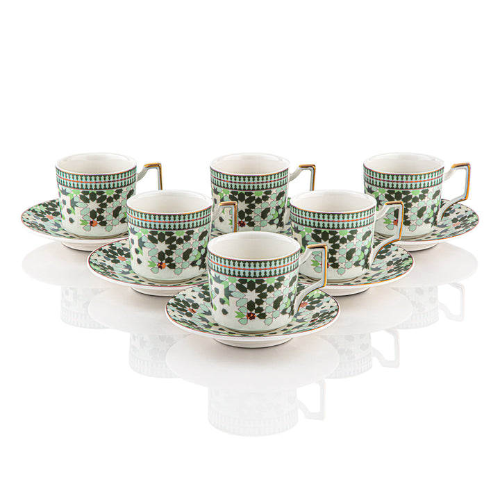 Almarjan 6 Pieces Fonon Collection Turkish Coffee Cup & Saucer - 1777