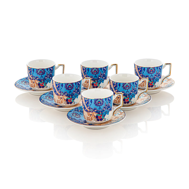 Almarjan 6 Pieces Fonon Collection Turkish Coffee Cup & Saucer - 3585