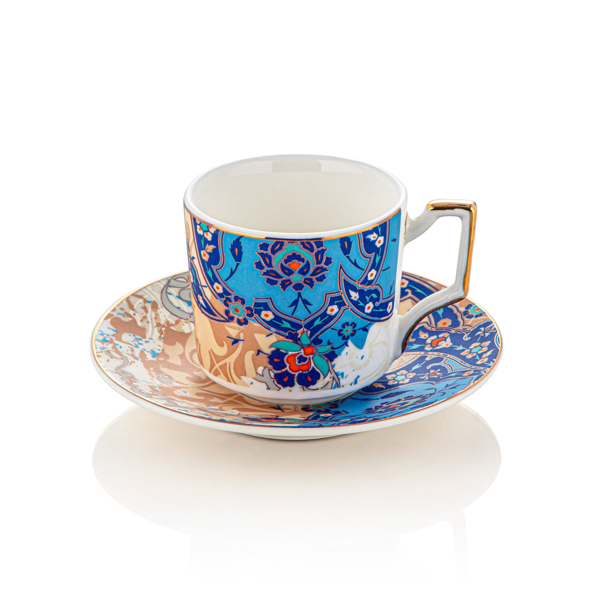 Almarjan 6 Pieces Fonon Collection Turkish Coffee Cup & Saucer - 3585