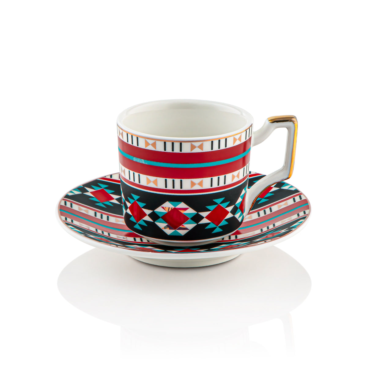 Almarjan 6 Pieces Fonon Collection Turkish Coffee Cup & Saucer - 7645