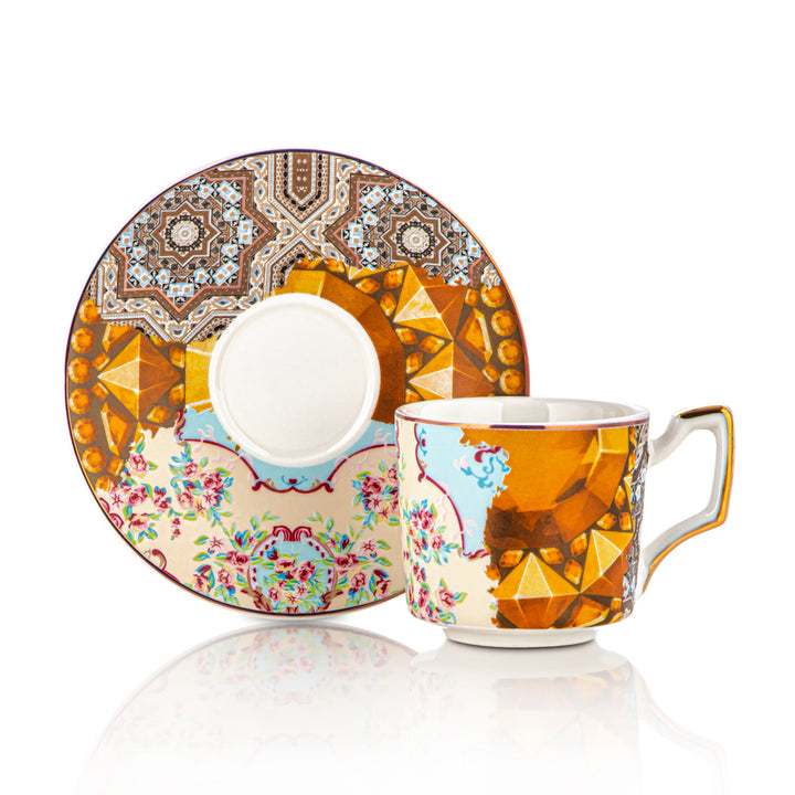 Almarjan 6 Pieces Fonon Collection Turkish Coffee Cup & Saucer - 1627
