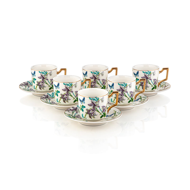 Almarjan 6 Pieces Fonon Collection Turkish Coffee Cup & Saucer - 5321