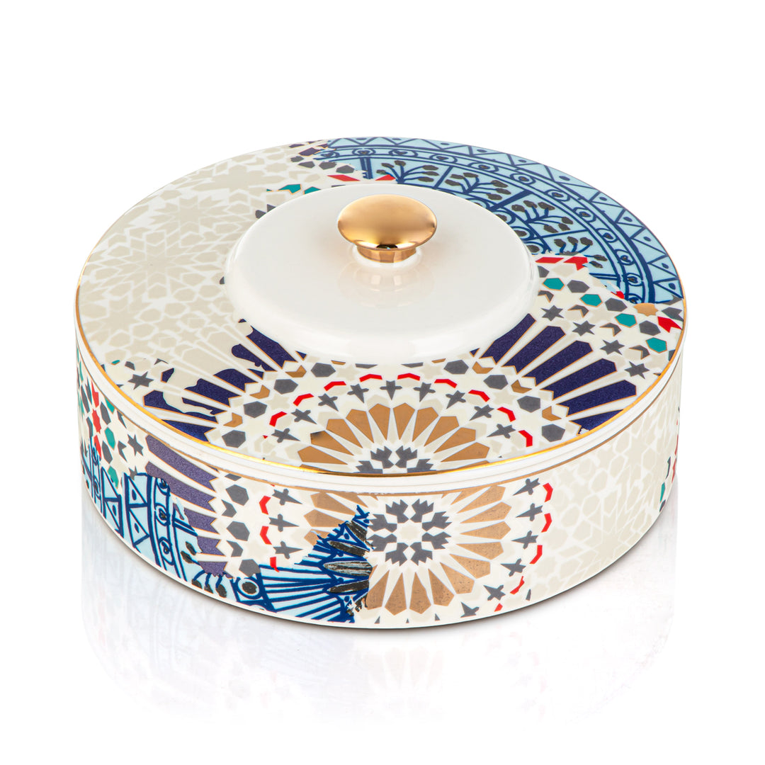 Almarjan 25 CM Fonon Collection Porcelain Bowl With Cover - 3901