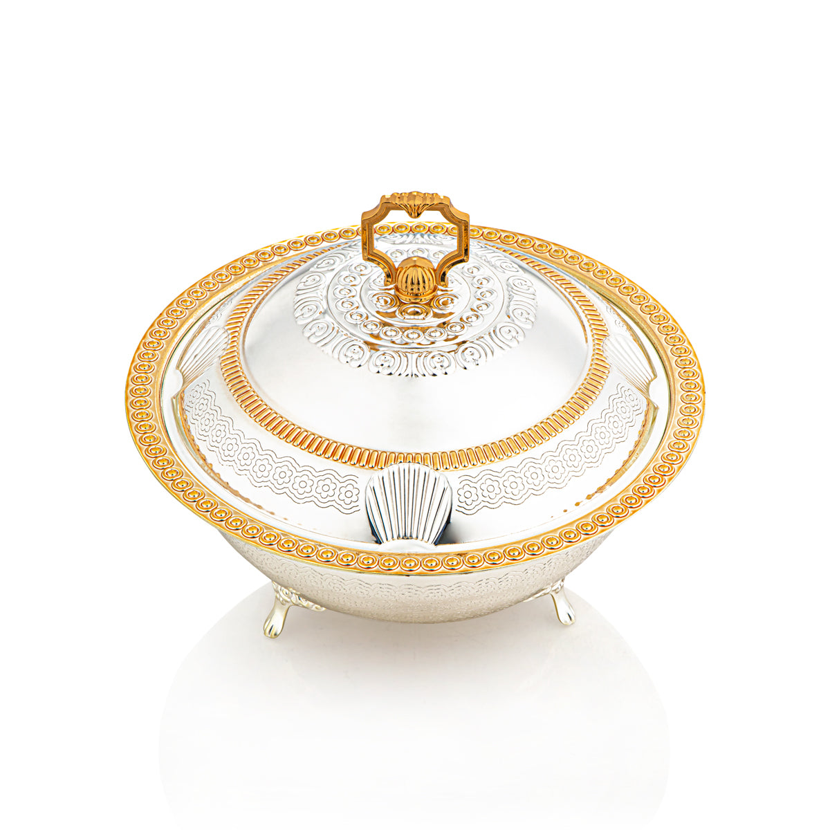 Almarjan 23 CM Sadaf Collection Date Bowl Silver & Gold - RB4432L-SG